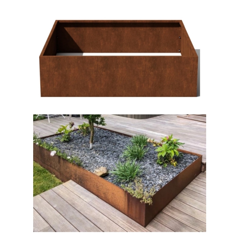 Letto da giardino sollevato in acciaio corten