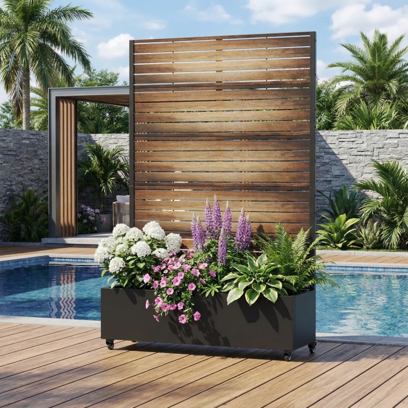 Metal Planter Box with Wheels