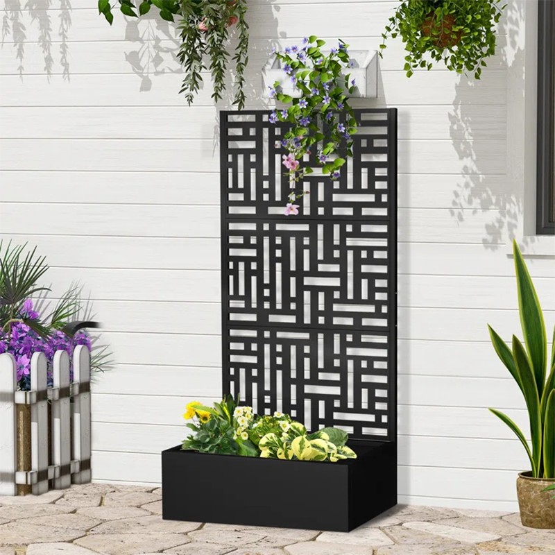 Metal Planter Box With Trellis Metal Planter Box With Trellis