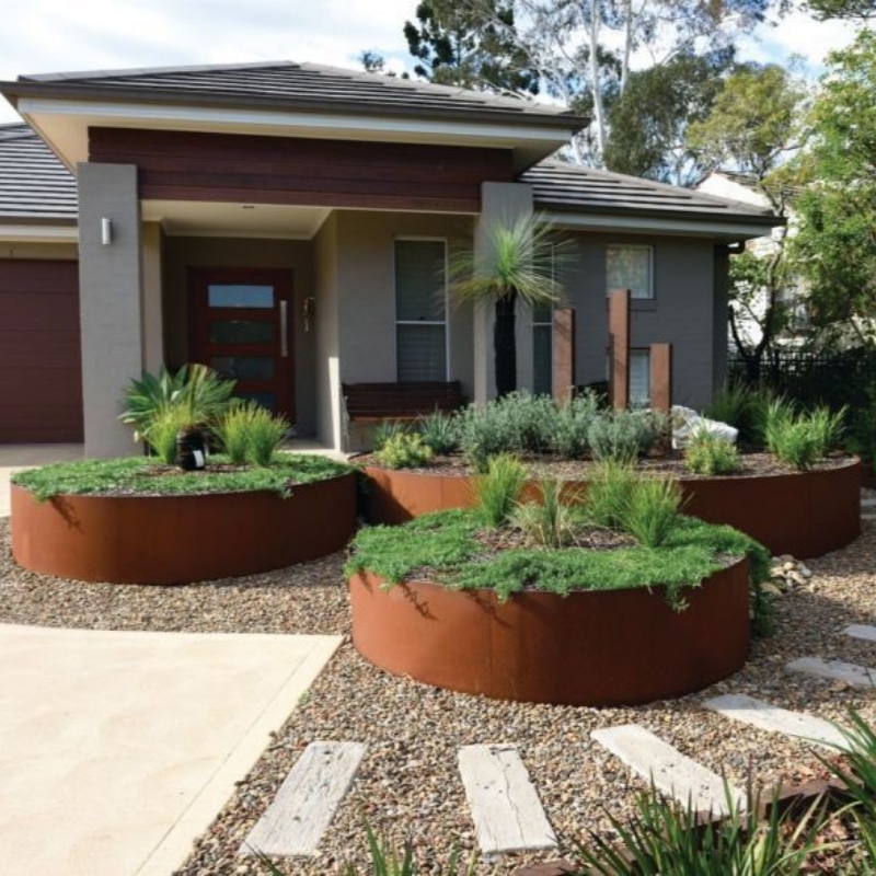 Anelli per alberi da giardino in corten