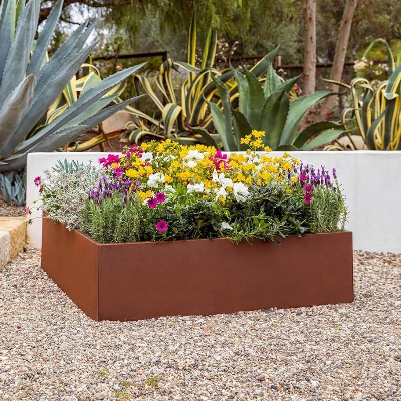 Letto da giardino sollevato in acciaio corten Letto da giardino sollevato in acciaio corten
