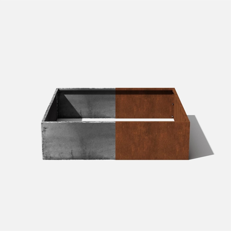 Letto da giardino sollevato in acciaio corten